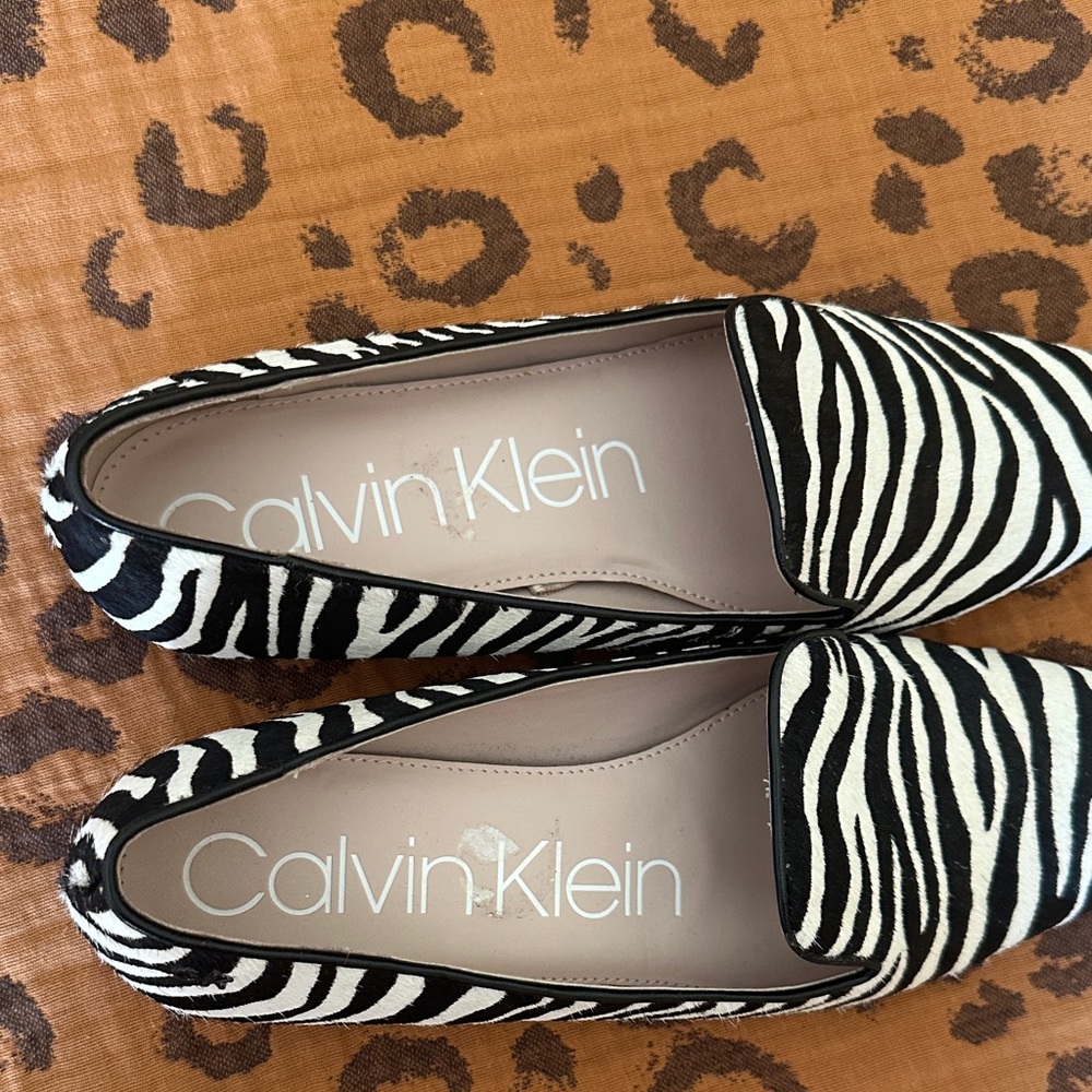 Calvin Klein Black and White Zebra Loafers - Picture 2 of 7